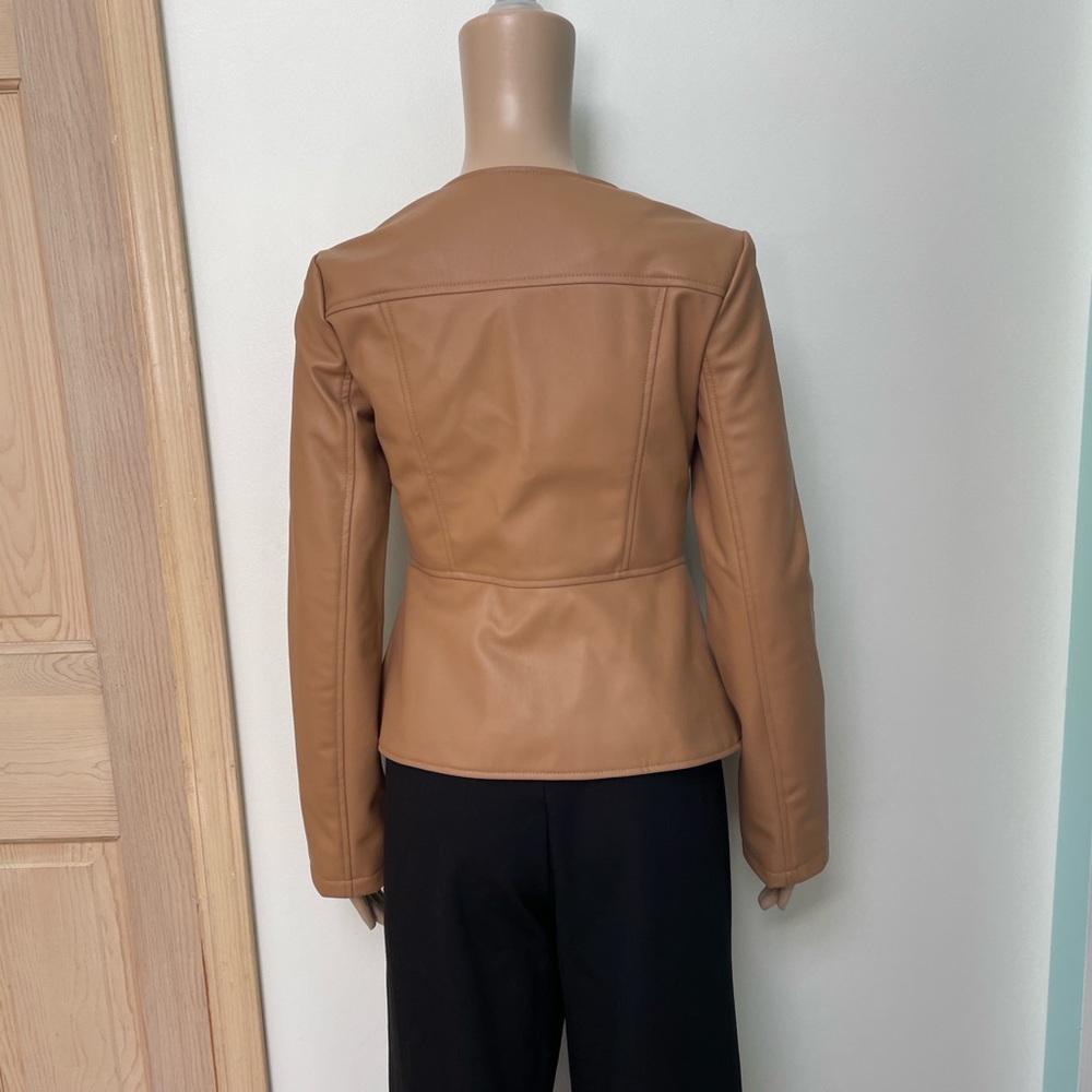 Zara Faux Leather Zip Up Blazer Small - Picture 5 of 9